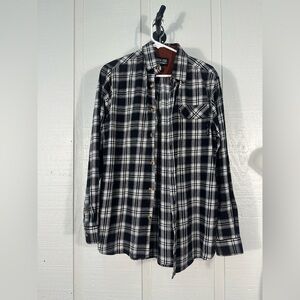 Yeeyee Black and White Mens Flannel Shirt Size Medium EUC